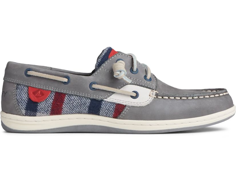 Sperry Songfish Wool Plaid Leather Boat Shoes - Women's Boat Shoes - Grey [HT8716539] Sperry Ireland